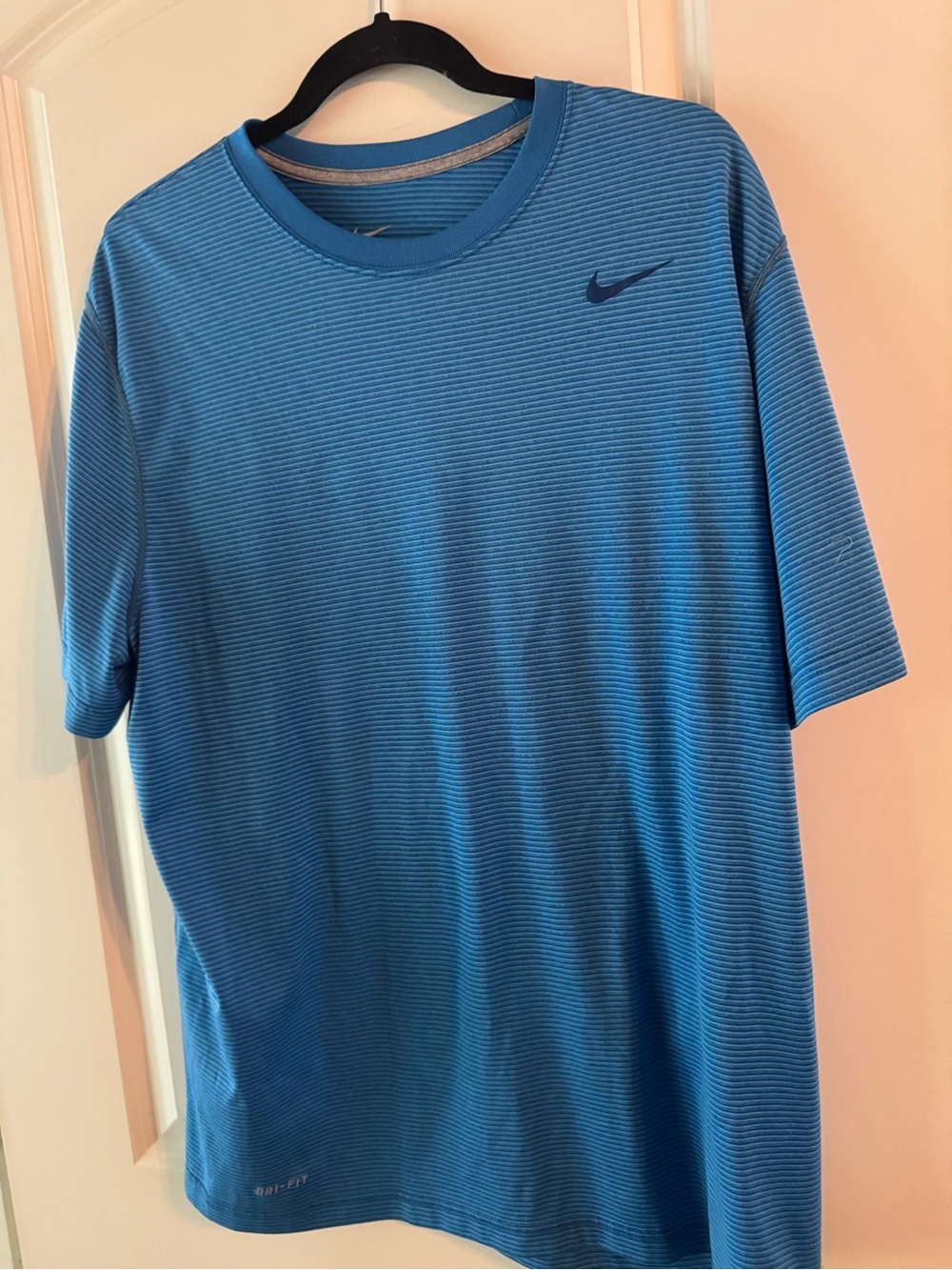 Nike Men's Short-Sleeve Performance Tee in Blue with Navy Swoosh